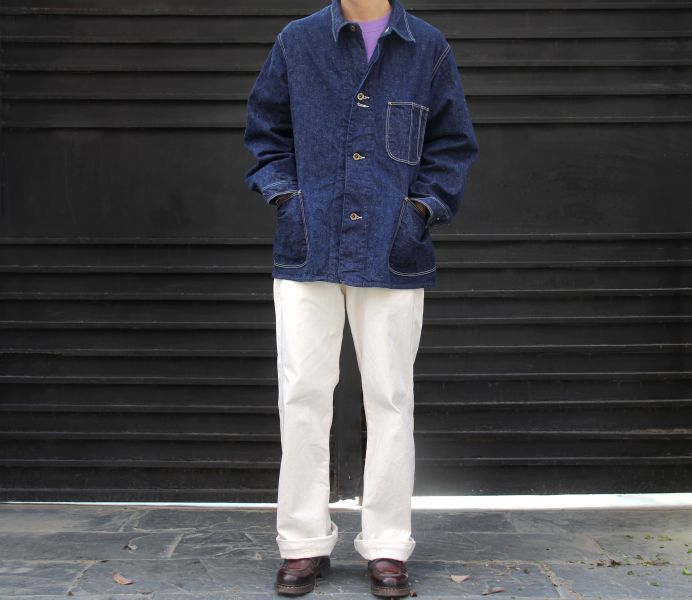 orSlow-40's Coverall orSlow,日本丹寧,coverall,牛仔 外套,丹寧外套,丹寧夾克,復刻40年代,復古 vintage,寬鬆外套,one wash 脫漿,日本製,