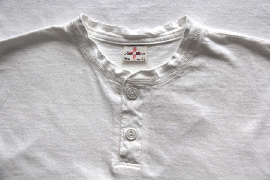 Two Moon - Henley Neck Tee (White) Two Moon,基本款亨利領,