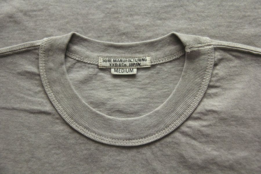 SURE'S POCKET TEE/Laurel Oak 日本製,名古屋獨立服裝廠,白t,圓筒衣身,不易變形短t,丹寧,Pigment Dye染,