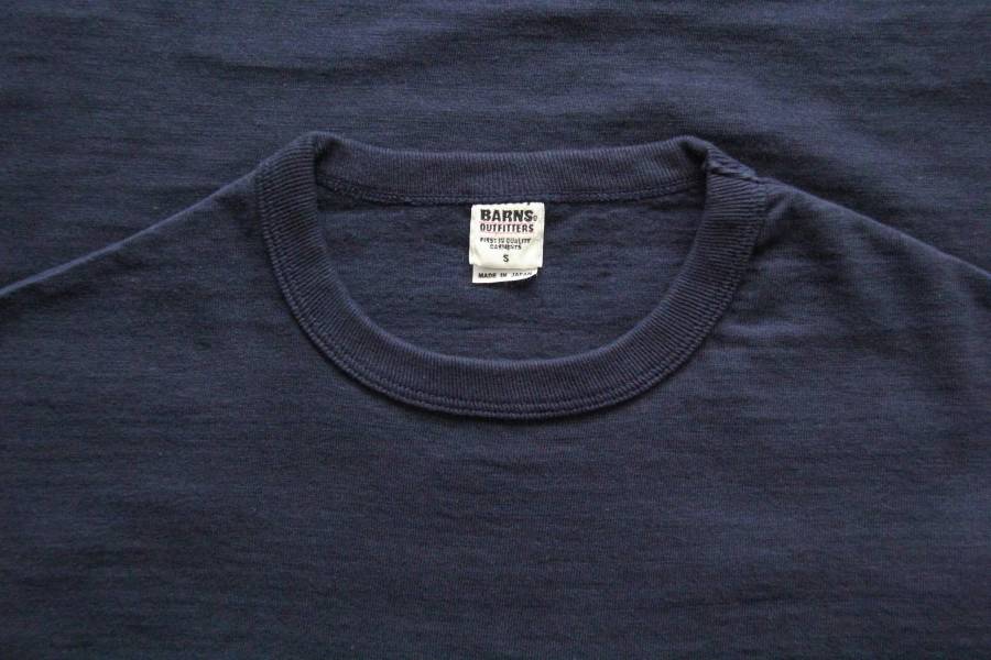 Barns–Tsuri-Ami Pocket Crew Neck Tee/Navy Barns Outfitters,美式復古休閒之專門品牌,經典Tsuri-Ami Tee,Made in Japan,圓筒衣身結構,和歌山古董吊編機織造