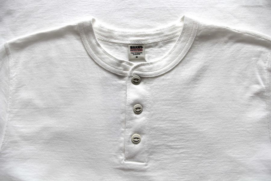Barns Outfitters - Cozun LS Henley-T (White BSP) Barns Outfitters 秋冬長袖,洗舊感長t,男 經典 亨利領 長t,台南 復古美式 男裝店,