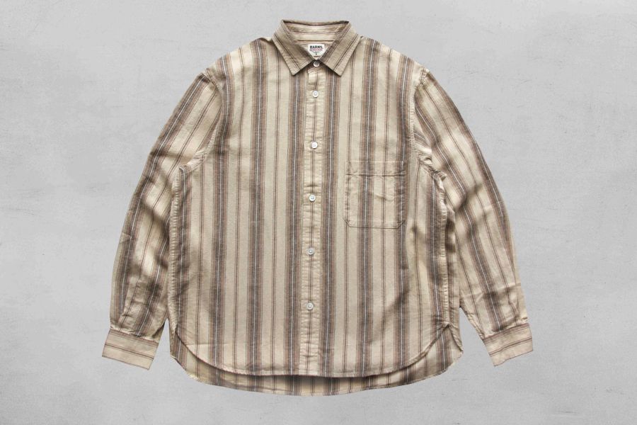 Barns Outfitters - Cotton Linen Stripe L/S Shirt (Beige) Barns Outfitters,男生秋冬長袖襯衫,條紋襯衫,