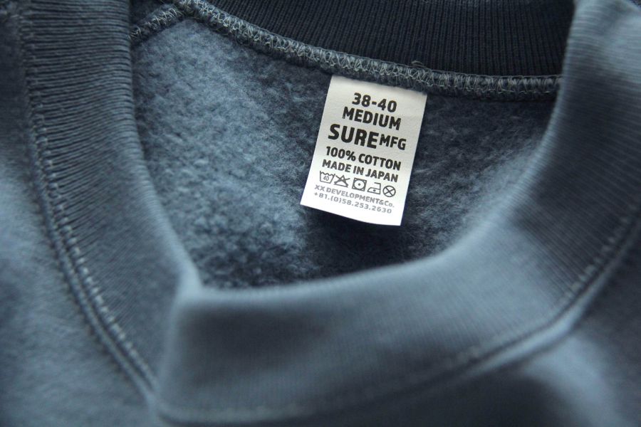 SURE'S CREW NECK "AWESOME" SWEATSHIRT(BLUE) 衛衣,大學T,XX DEVELOPMENT,日本製,名古屋獨立服裝廠,Pigment Dye