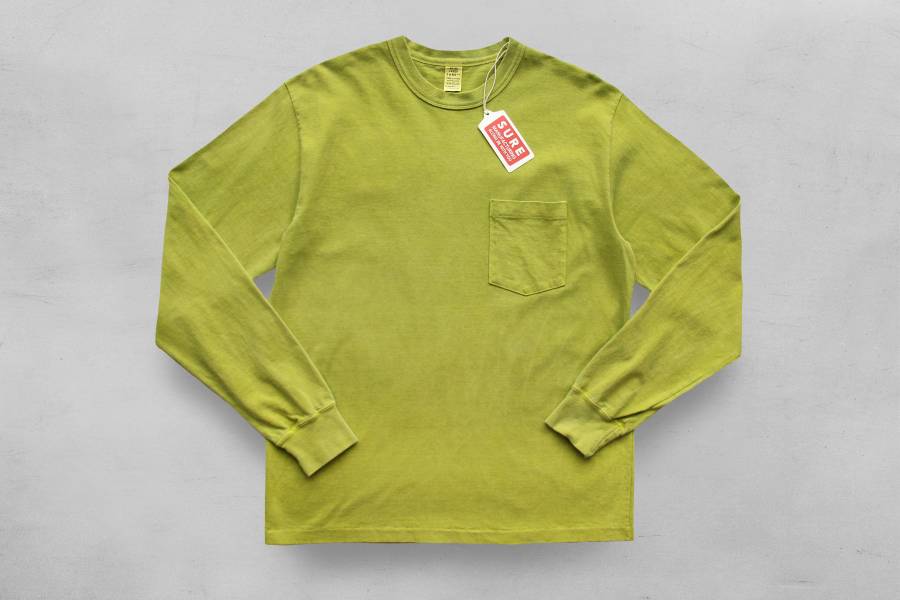 SURE'S LONG SLEEVE T-SHIRT (AVOCADO) XX DEVELOPMENT,Made in Japan,古屋獨立服裝廠,
Pigment Dye 染色,薄長袖T恤,8oz