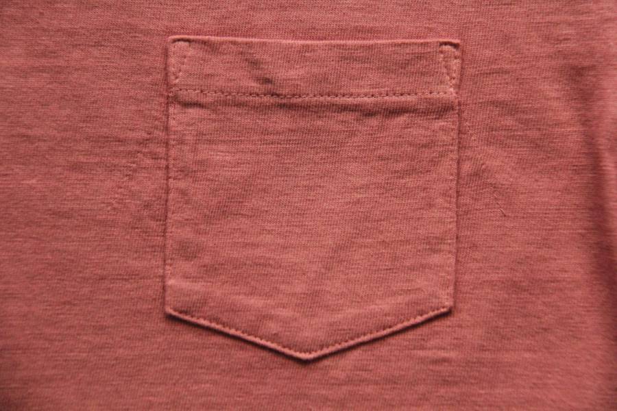 Barns–Tsuri-Ami Pocket Crew Neck Tee/Smoke Pink Barns Outfitters,美式復古休閒之專門品牌,經典Tsuri-Ami Tee,Made in Japan,圓筒衣身結構,和歌山古董吊編機織造