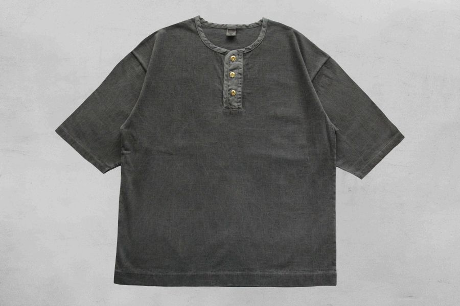Barns Outfitters - Pigment Dyed “BIGCOZUN” WIDE HENRY TEE (BLK) Barns Outfitters,亨利領
