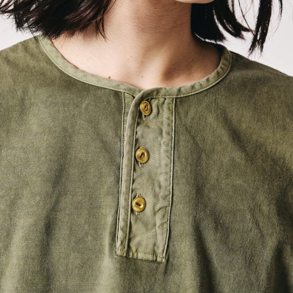 Barns Outfitters - Pigment Dyed “BIGCOZUN” WIDE HENRY TEE (BLK) Barns Outfitters,亨利領