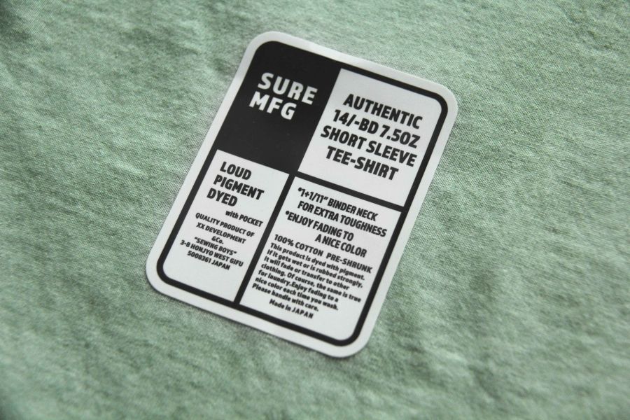 SURE'S POCKET TEE (MOJITO) 男生夏天短t,日本製吸汗耐穿短t,名古屋,白t,圓筒衣身,不易變形短t,丹寧,Pigment Dye染,