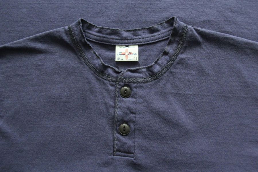 Two Moon - Henley Neck Tee (Navy) Two Moon,亨利領