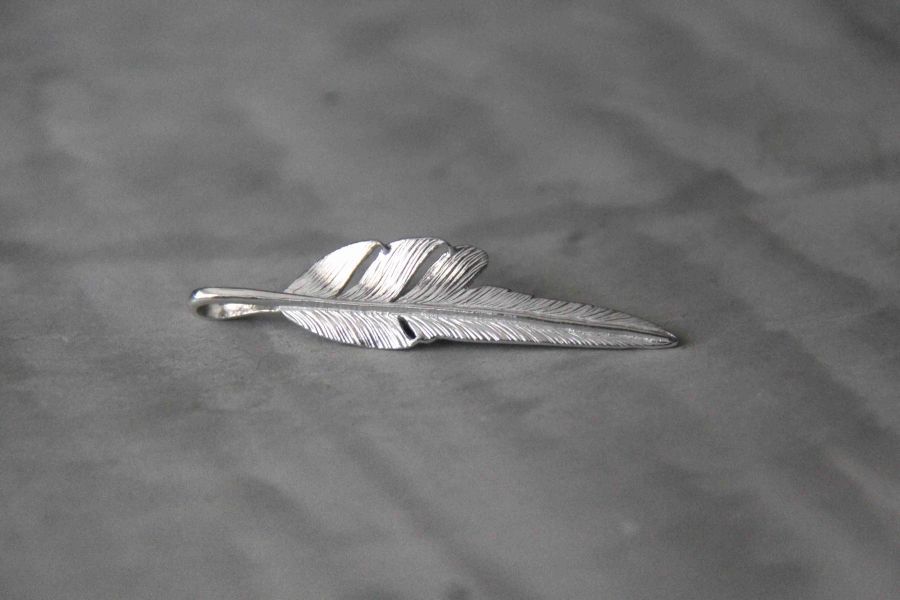 KinG Smith - 風切中羽/左向/現貨 King smith,handmade,手作,leather craft,silver,雷鳥,銀羽,風切羽,銀菊,先金,點金,綠松石,風野鷲,鷹爪,訂製,印地安銀飾,藥輪,台南,老派,mr old