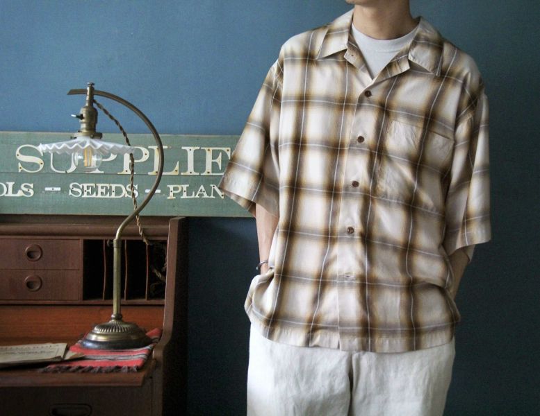 Barns Outfitters - Ombre Check S/S Shirt (BEI) 日本 Barns Outfitters,男 格紋 短袖襯衫,