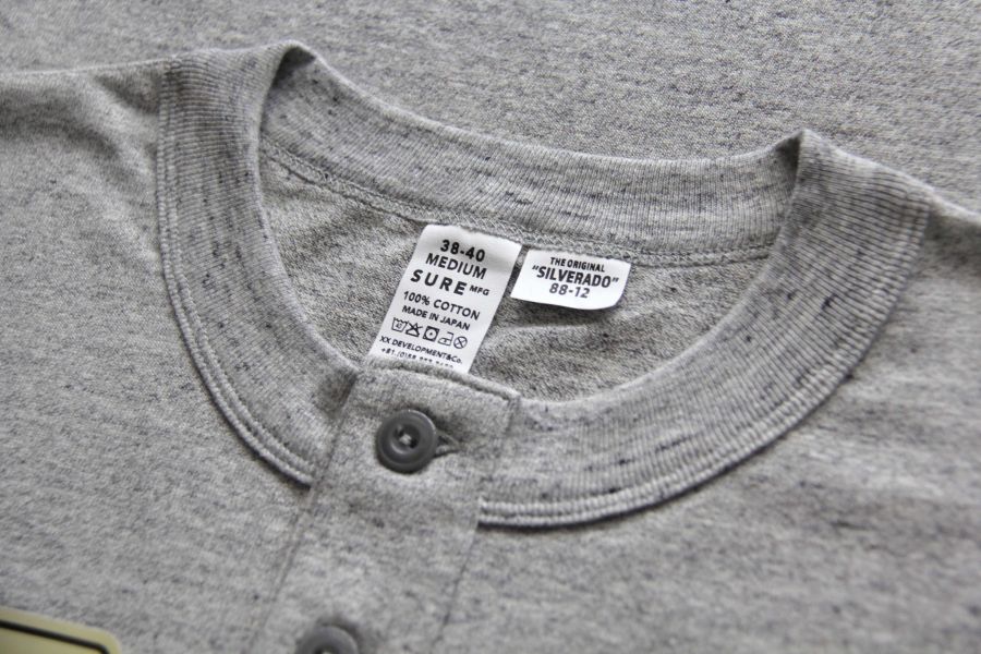 SURE'S Silverado S/S HENLEY TEES XX DEVELOPMENT,Made in Japan,名古屋獨立服裝廠,再生棉,環保材質,