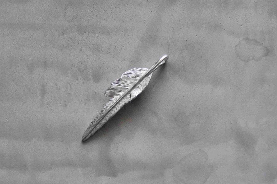 KinG Smith - 風切中羽/右向/現貨 KinG Smith,handmade,silver,雷鳥,銀羽,風切羽,銀菊,先金,點金,綠松石,風野鷲,鷹爪,訂製,印地安銀飾,台南逛街,,mr old,銀器,navajo