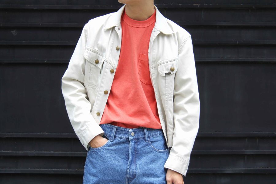 SURE'S POCKET TEE (CHILI) 男生夏天短t,日本製吸汗耐穿短t,名古屋,獨立服裝廠,白t,圓筒衣身,不易變形短t,丹寧,Pigment Dye染,