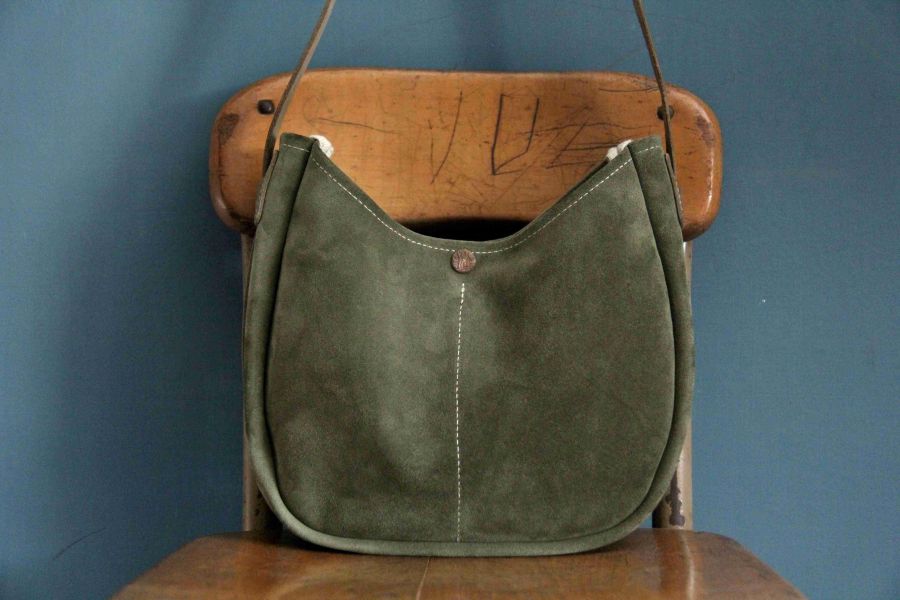 S.F.K. String Moon Bag/Mini Moss green 男 真皮包,半月包 SFK,茶芯皮革,義大利 植鞣 麂皮,男 肩背包 推薦,