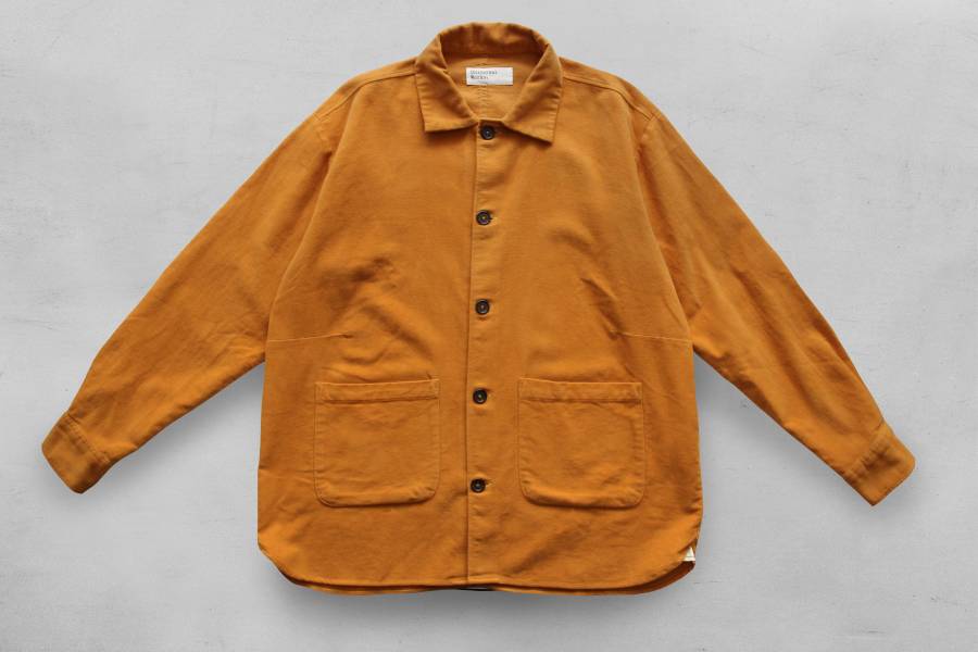 Universal Works -Travail Shirt/Moleskin Orange 復古,英國品牌,英格蘭,Moleskin,Denim,薄長袖,Universal Works,秋冬穿搭,工作外套