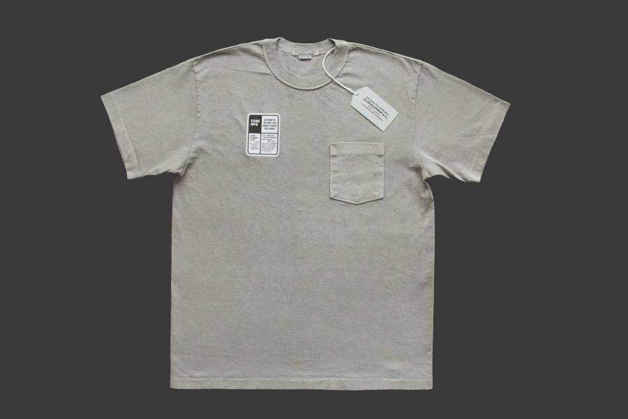 SURE'S POCKET TEE/Laurel Oak 日本製,名古屋獨立服裝廠,白t,圓筒衣身,不易變形短t,丹寧,Pigment Dye染,