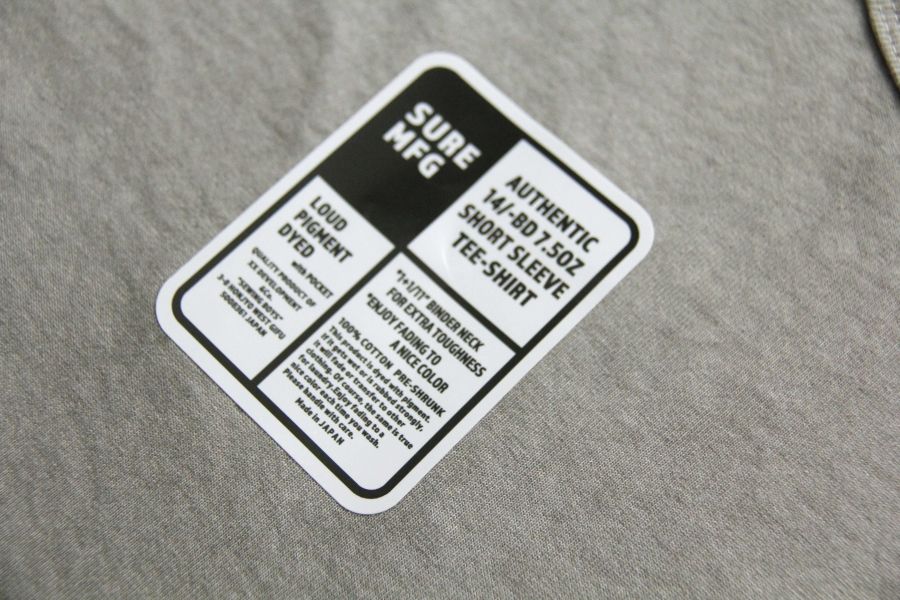 SURE'S POCKET TEE/Laurel Oak 日本製,名古屋獨立服裝廠,白t,圓筒衣身,不易變形短t,丹寧,Pigment Dye染,