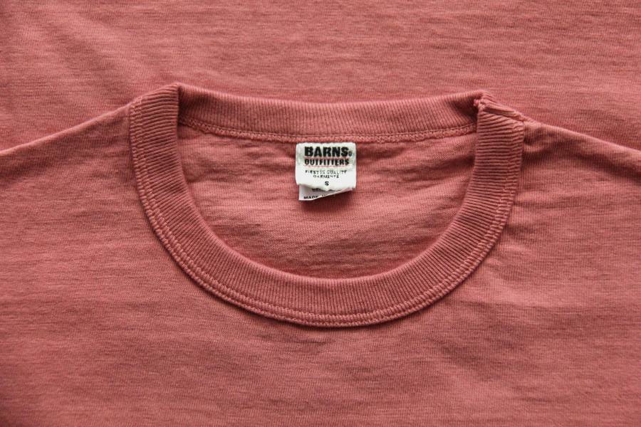 Barns–Tsuri-Ami Pocket Crew Neck Tee/Smoke Pink Barns Outfitters,美式復古休閒之專門品牌,經典Tsuri-Ami Tee,Made in Japan,圓筒衣身結構,和歌山古董吊編機織造