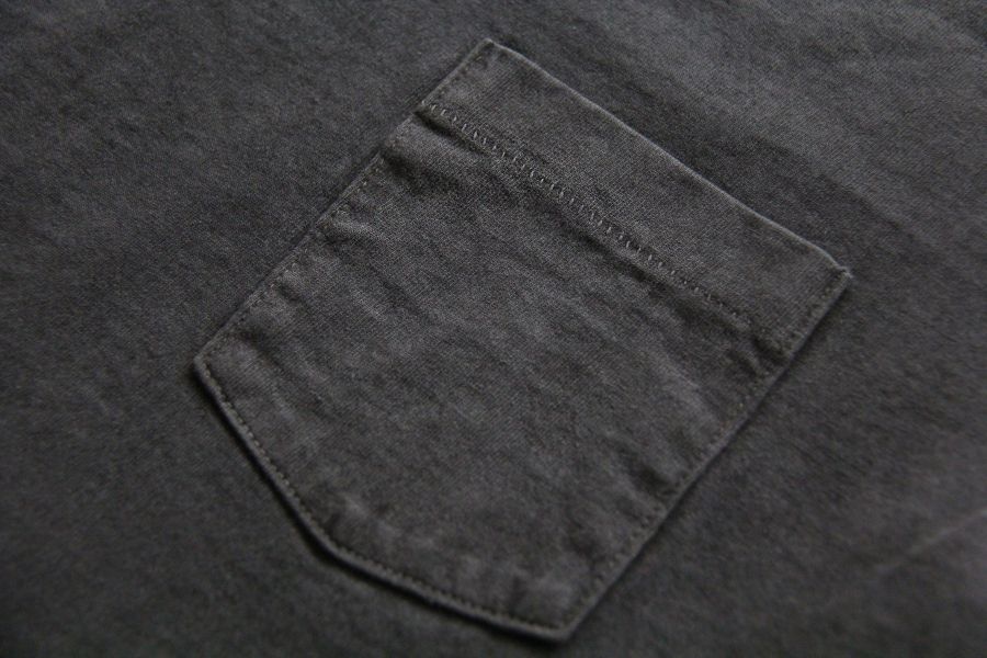 SURE'S POCKET TEE (Black) 日本製,名古屋,獨立服裝廠,白t,圓筒衣身,不易變形短t,丹寧,Pigment Dye染,