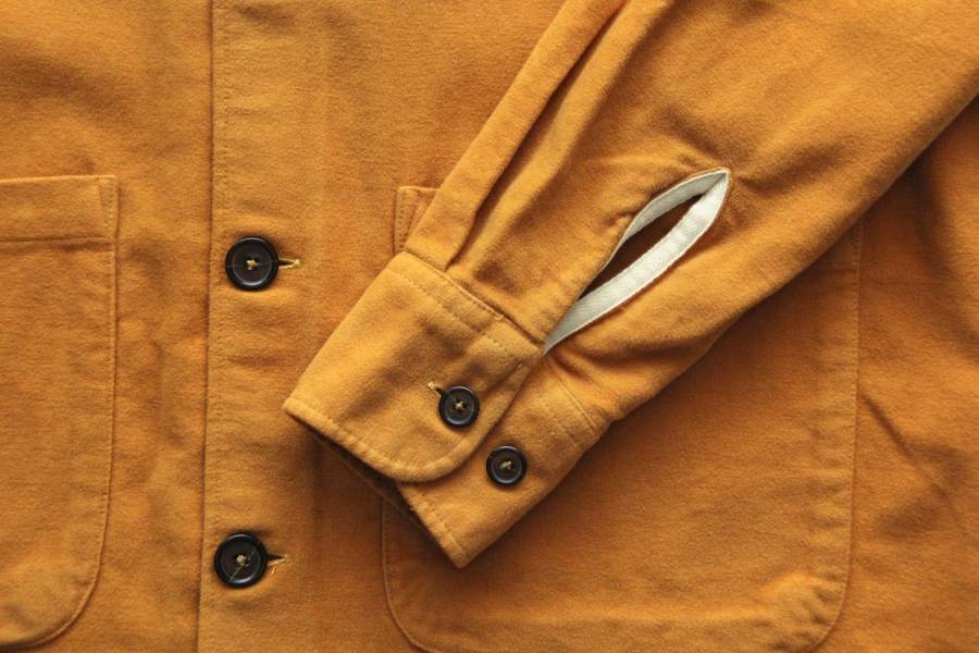 Universal Works -Travail Shirt/Moleskin Orange 復古,英國品牌,英格蘭,Moleskin,Denim,薄長袖,Universal Works,秋冬穿搭,工作外套