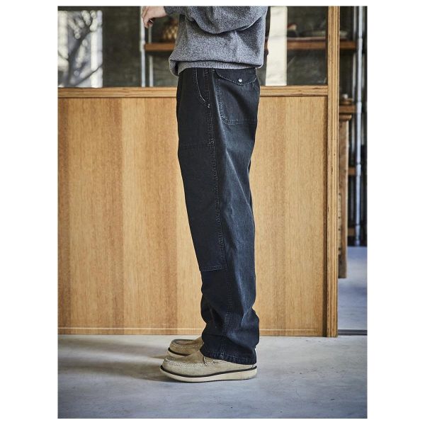 orSlow - Double Knee Canvas Work Trousers orSlow,Double Knee,男 黑色 帆布工作褲 搭配,復古vintage風格,