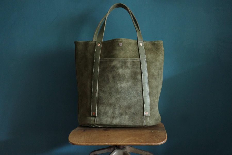 S.F.K. Type R Tote Bag in Suede Leather/Vintage green 麂皮托特包,大容量 真皮 TOTE BAG,
