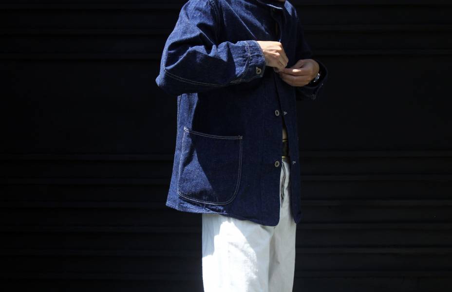 orSlow-40's Coverall orSlow,日本丹寧,coverall,牛仔 外套,丹寧外套,丹寧夾克,復刻40年代,復古 vintage,寬鬆外套,one wash 脫漿,日本製,