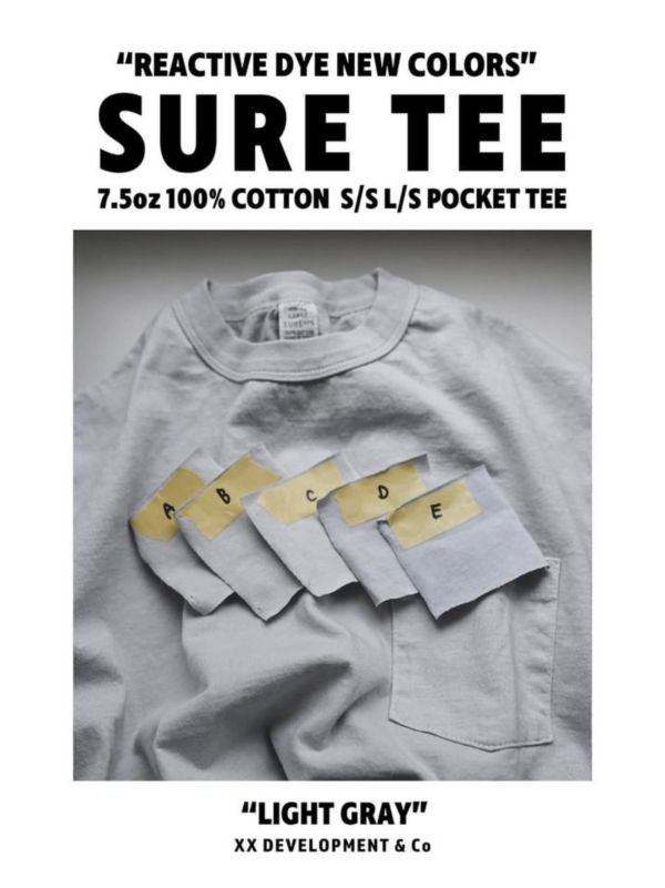 SURE'S POCKET TEE (Light gray) 日本 XX DEVELOPMENT, 台南 文創,台南 天氣,台南 美食,台南 甜,SURE MEG,男 短t 厚,圓筒 白t ,