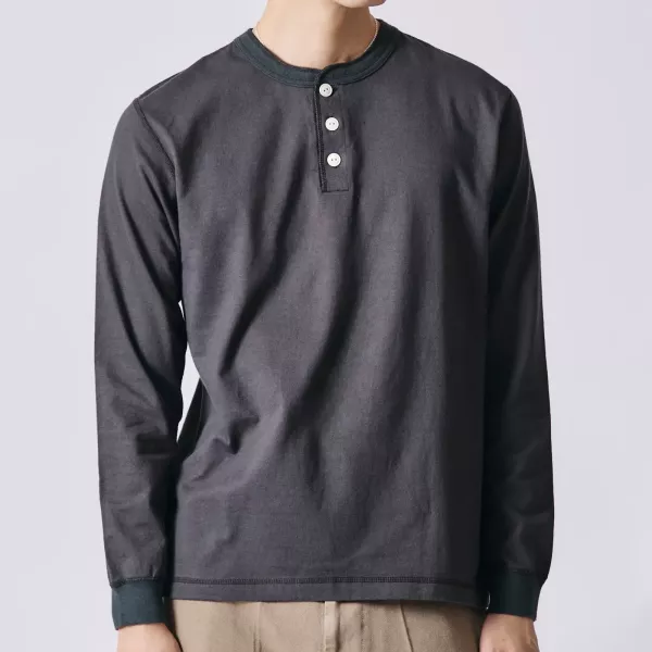 Barns Outfitters - Cozun LS Henley-T (White BSP) Barns Outfitters 秋冬長袖,洗舊感長t,男 經典 亨利領 長t,台南 復古美式 男裝店,