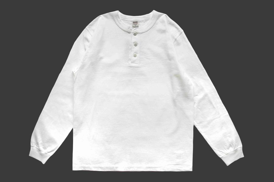 Barns Outfitters - Cozun LS Henley-T (White BSP) Barns Outfitters 秋冬長袖,洗舊感長t,男 經典 亨利領 長t,台南 復古美式 男裝店,