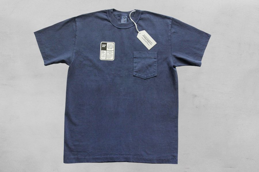 SURE'S POCKET TEE (Nasvy Blue) 男生夏天短t,日本製吸汗耐穿短t,名古屋,獨立服裝廠,白t,圓筒衣身,不易變形短t,丹寧,Pigment Dye染,