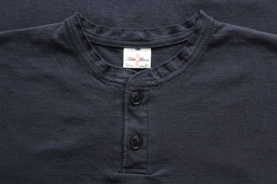 Two Moon - Henley Neck Tee (Navy) Two Moon,亨利領