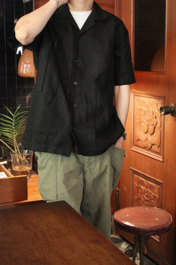 MOJITO/MARY'S SHIRTS(BLK) MOJITO 日本 品牌,海明威 文學,Mr old 老派 人生,男 透氣 襯衫,和紙 纖維,