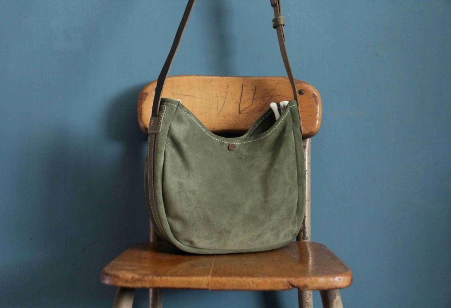 S.F.K. String Moon Bag/Mini Moss green 男 真皮包,半月包 SFK,茶芯皮革,義大利 植鞣 麂皮,男 肩背包 推薦,