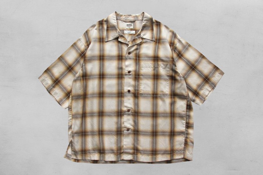 Barns Outfitters - Ombre Check S/S Shirt (BEI) 日本 Barns Outfitters,男 格紋 短袖襯衫,