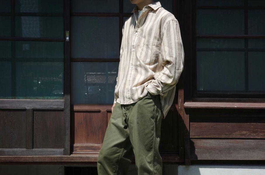 Barns Outfitters - Cotton Linen Stripe L/S Shirt (Beige) Barns Outfitters,男生秋冬長袖襯衫,條紋襯衫,
