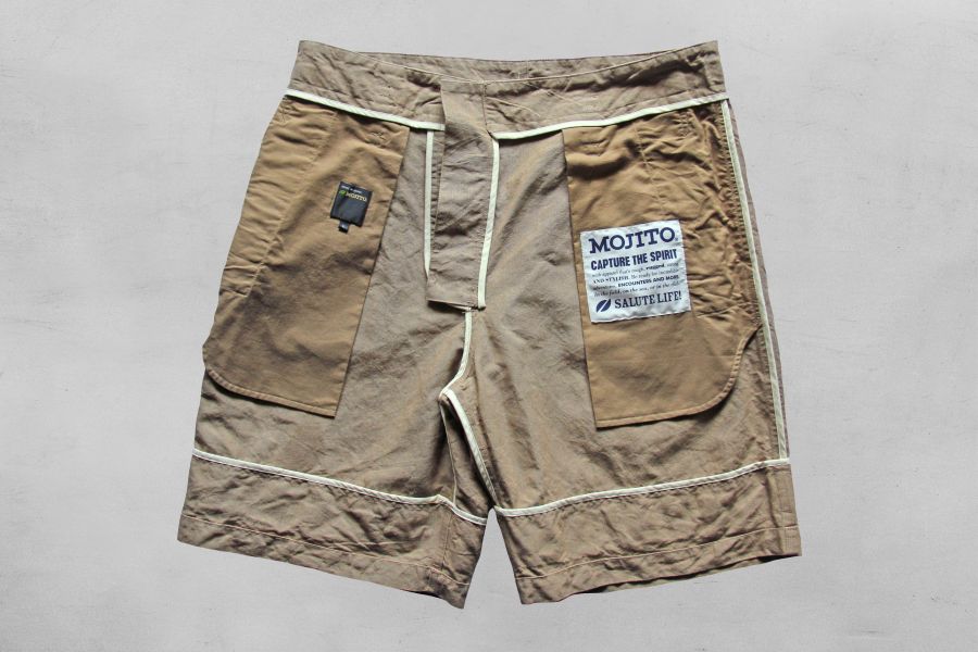 MOJITO/GULF STREAM SHORTS(BEI) MOJITO,日本 品牌,海明威,Mr old,老派人生,男 短褲 透氣,亞麻 短褲,