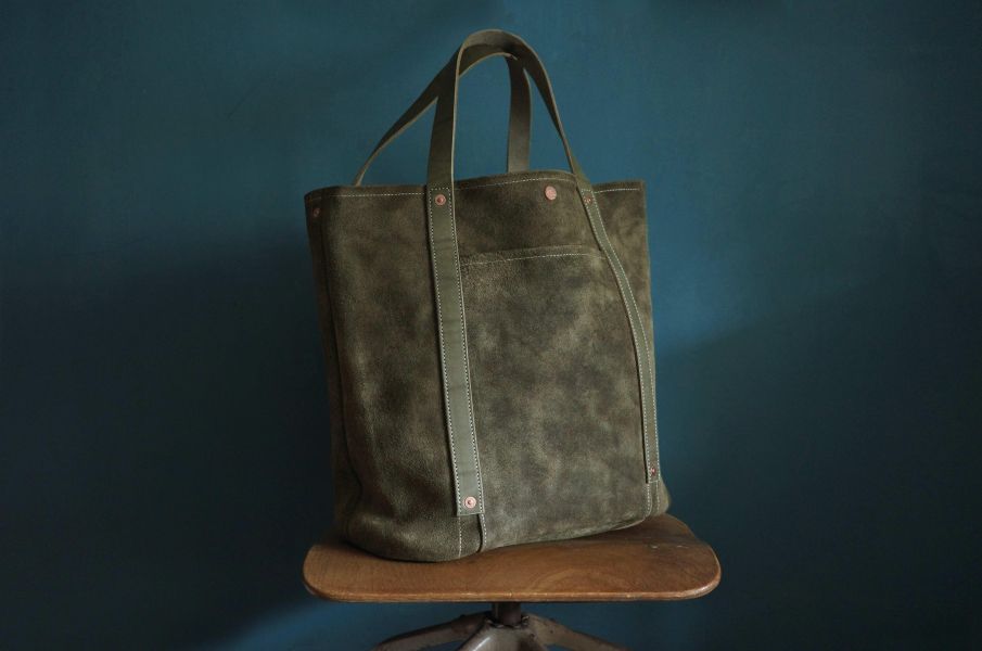 S.F.K. Type R Tote Bag in Suede Leather/Vintage green 麂皮托特包,大容量 真皮 TOTE BAG,