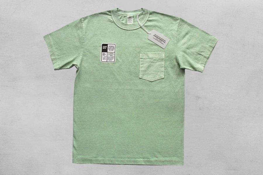 SURE'S POCKET TEE (MOJITO) 男生夏天短t,日本製吸汗耐穿短t,名古屋,白t,圓筒衣身,不易變形短t,丹寧,Pigment Dye染,
