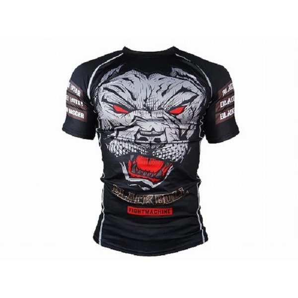 BLACK BULL Rashguard FACE Short Sleeve Black 