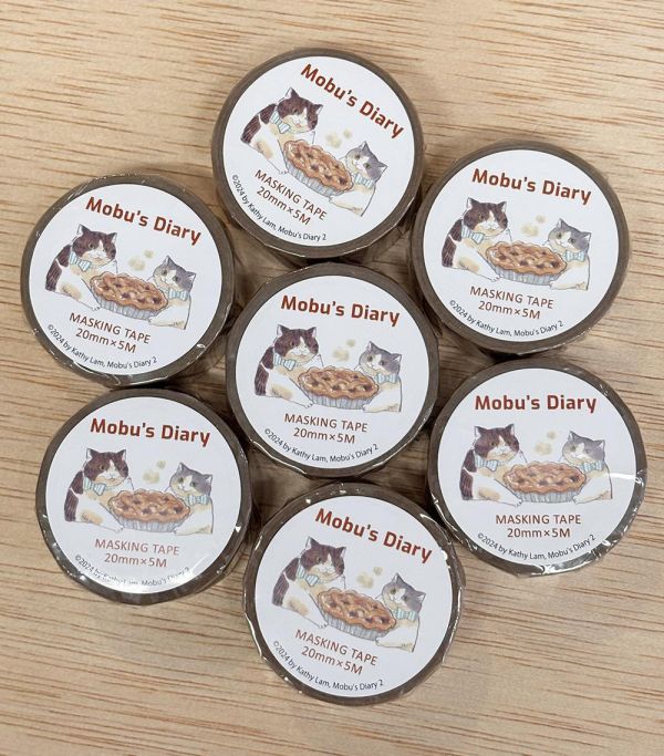 紙膠帶 - Moby's Diary系列 摸布想自己賺罐罐, 黑山的烏鴉, Kathy Lam, 手繪貓咪