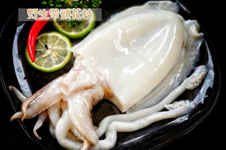野生帶頭花枝 無泡水或包冰純重 (已去皮去內臟) 