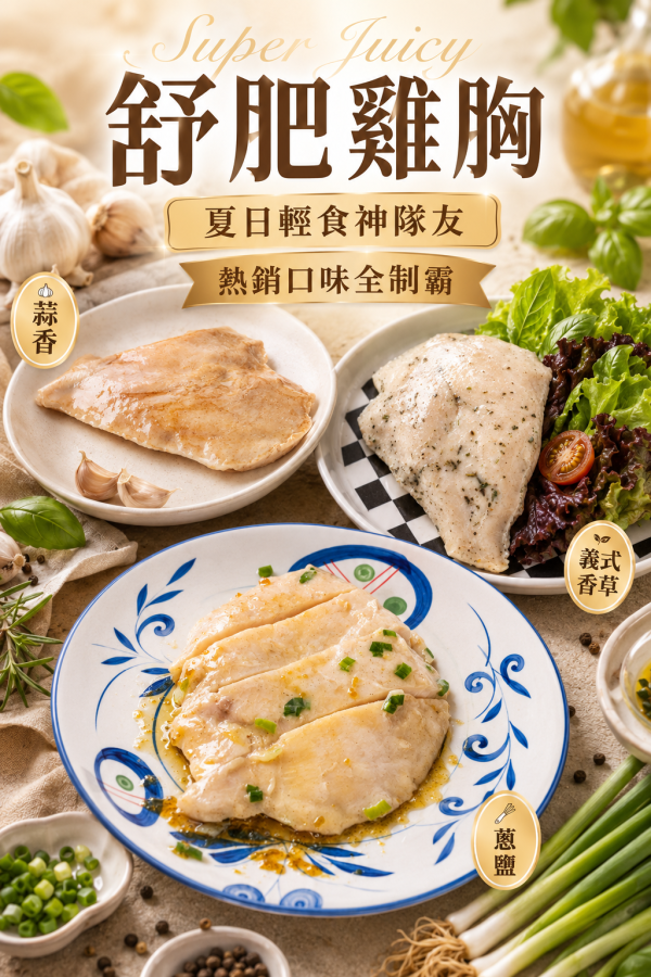 人氣舒肥雞胸肉- 義式香草 /蔥鹽 /蒜味 