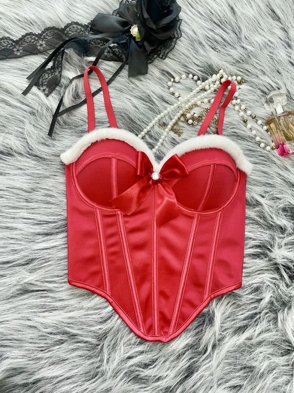 紅色聖誕馬甲魚骨馬甲 聖誕馬甲 大尺碼馬甲 魚骨束衣 聖誕裝表演服裝筱雅衣舖【BA1061-1】