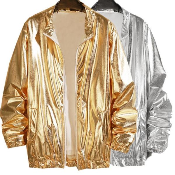 金光閃閃嘻哈街舞外套 【筱雅衣舖】金光閃閃金色亮面外套 嘻哈街舞外套 主持金屬感外套銀色外套 BA1270