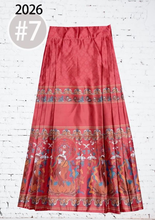 緞面印花馬面裙大尺碼馬面裙深色 馬面裙緞布印花大尺碼旗袍古裝服裝 Cosplay 筱雅衣舖【BA812】 馬面裙 漢服 古裝