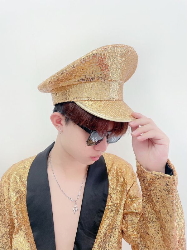 金光閃閃亮片帽 貝蕾帽 金光閃閃亮片帽 貝蕾帽角色扮演警帽 舞台表演筱雅衣舖【A52-1】