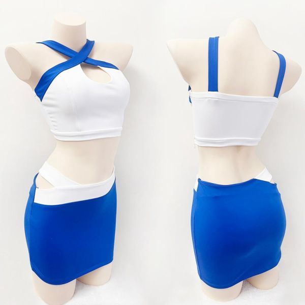 彈力緊身包臀藍白拼接兩件式中空賽車服 彈力緊身包臀藍白拼接兩件式中空賽車服賽車服裝 車模服 展場服裝 筱雅衣舖【BT88】