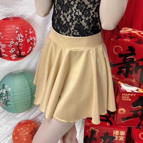 金光閃閃金色迷你裙 圓裙 【筱雅衣舖】金光閃閃金色迷你裙 圓裙 金色年華啦啦隊舞台鋼管瑜珈無內襯短裙 BT968